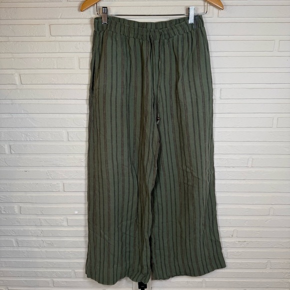 Zara Green Wide Leg Y2K Striped Boho Causal Pants, Women’s Size Extra Small - Picture 1 of 8